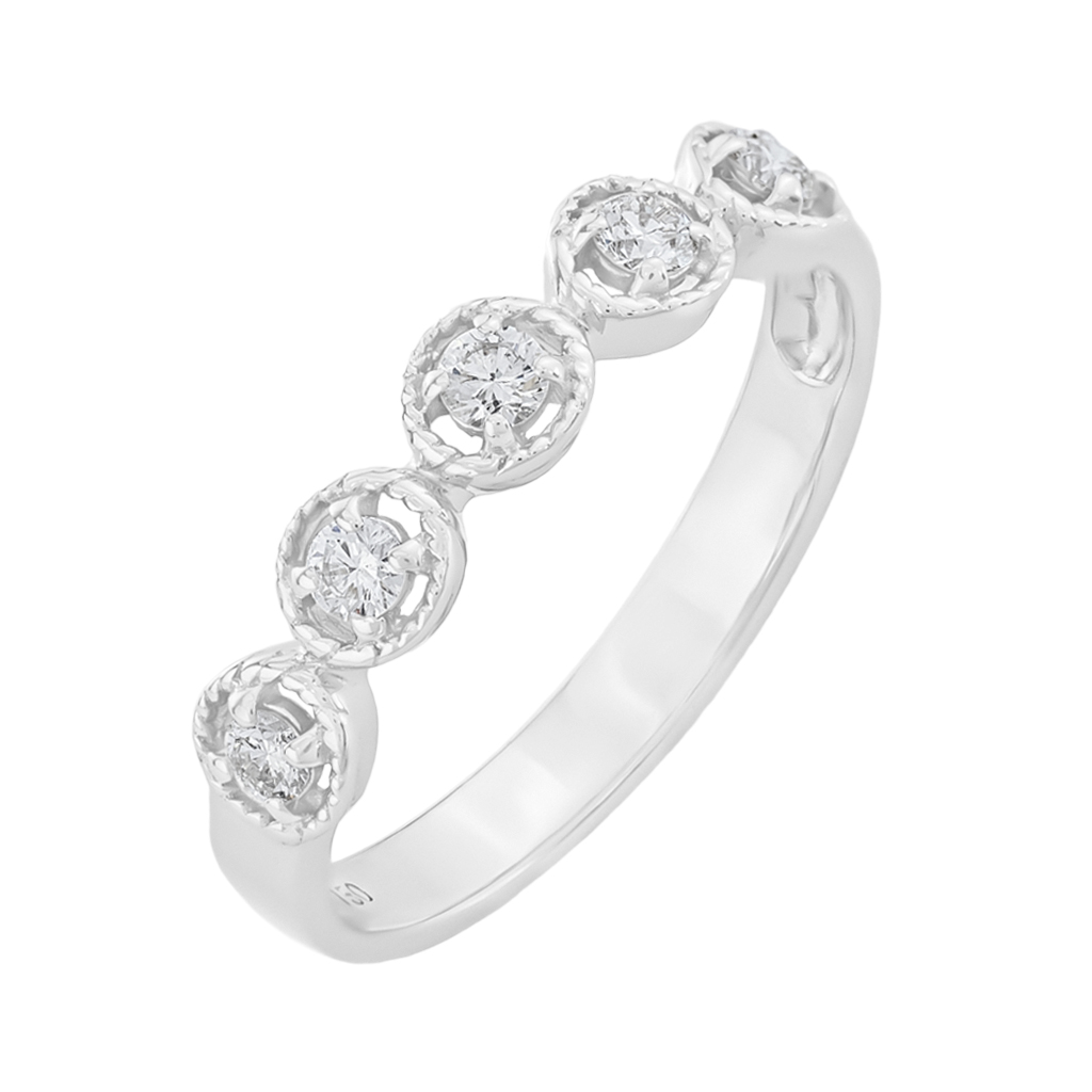 Mounting - စိန်တစ်ပွင့်ဘေးအဝိုင်းပတ်ငါးခုဆက်ဒီဇိုင်းလက်စွပ်