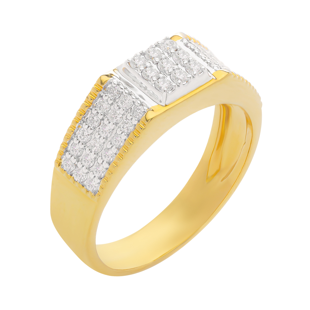 အလယ်စိန် ၉ပွင့်ဘေးကွင်းရိုးစိန်သုံးတန်းပါလက်စွပ်